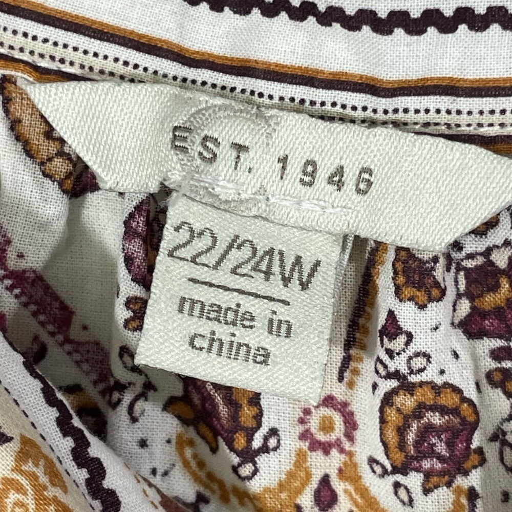Cato Paisley Stripe Square Neck Patchwork Blouse Burgundy Cream Plus Size 22 24 - Picture 6 of 9